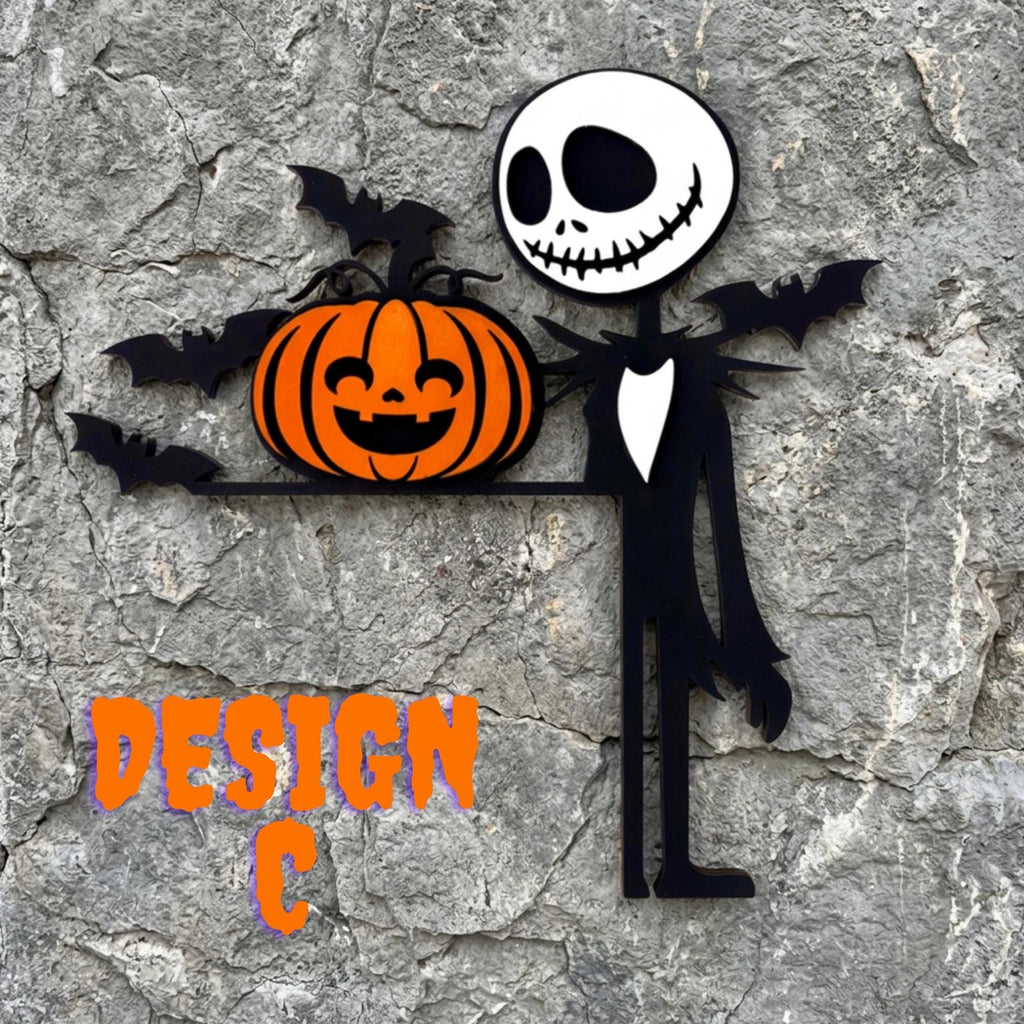 Halloween Skeleton Corner Door Trim Sign; Scary Fall Door or Window Hanger Decor; 4 Designs