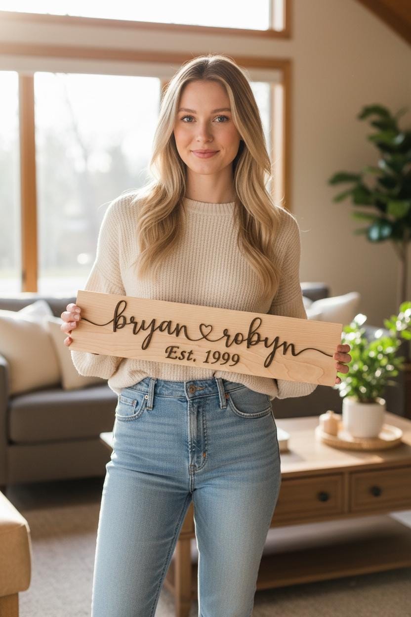 Custom Personalized Heart Couples Name Sign
