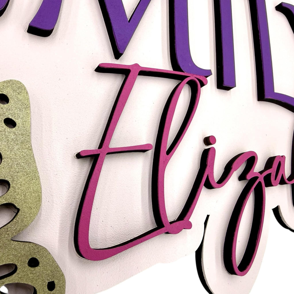 Personalized Baby Name Sign With Butterfly Floral Nature Theme
