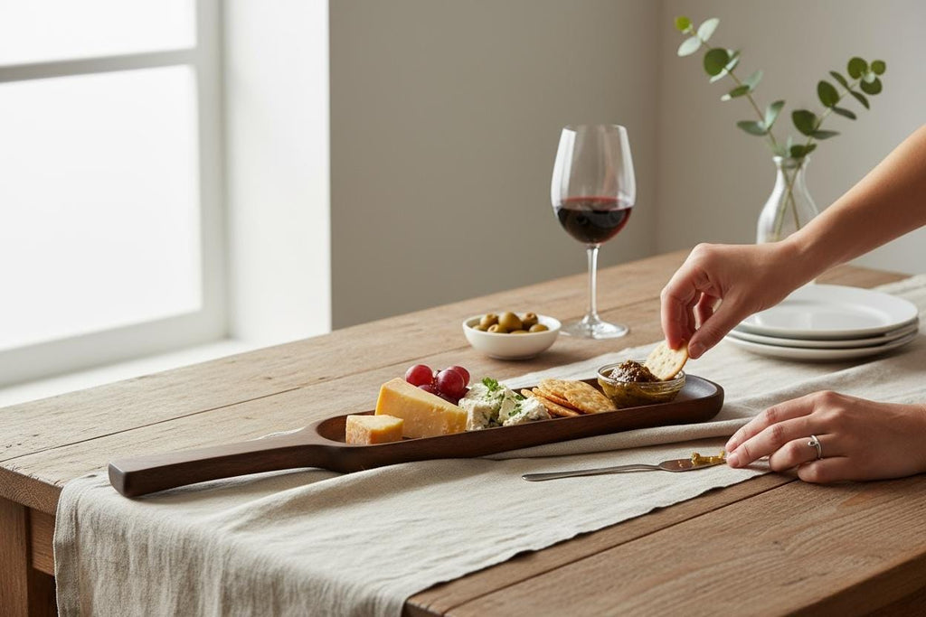 Handcrafted Walnut Serving Tray: Rectangular Charcuterie Board Snack Tray