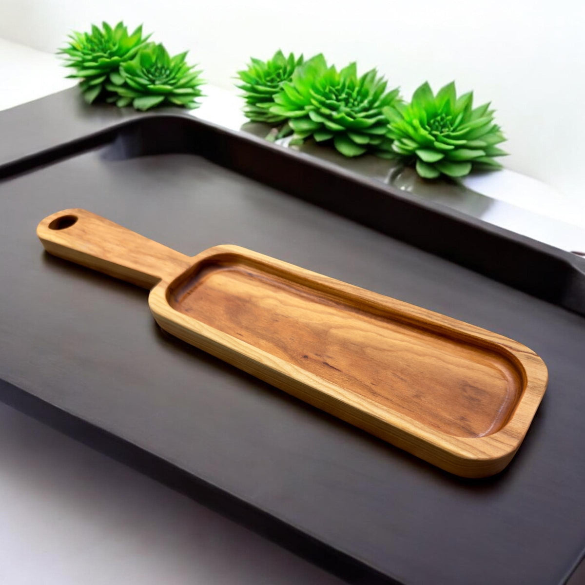 Handcrafted Cherry Wood Serving Tray/Charcuterie Board with Handle
