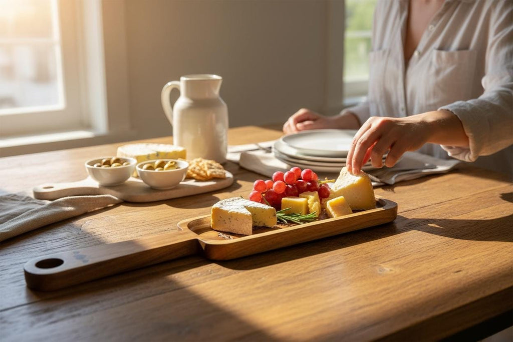 Handcrafted Cherry Wood Serving Tray/Charcuterie Board with Handle