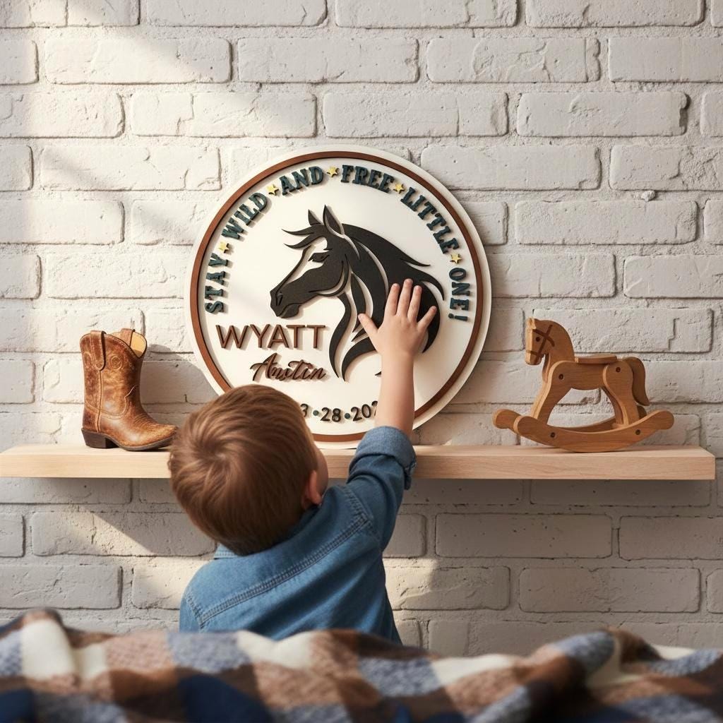 Custom Cowboy or Cowgirl Western Stay Wild and Free Name Sign