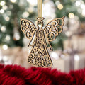 Laser Cut Birch Wood Angel Ornament Set