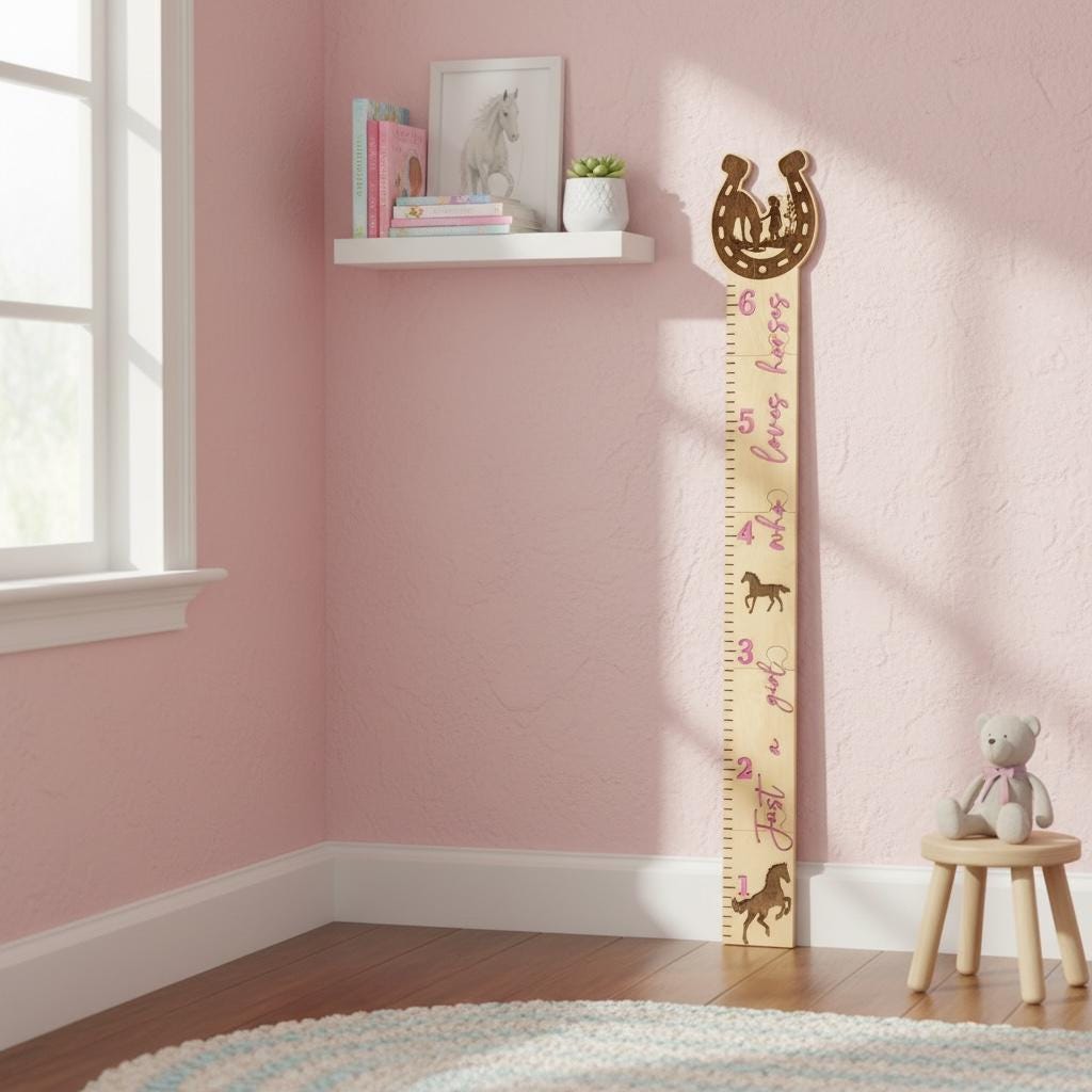 Girl 'Horse-Lover' Nursery Growth Chart