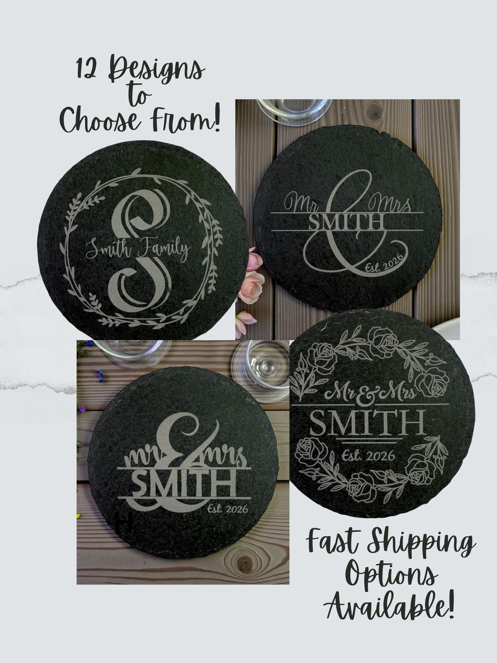 Personalized Engraved Slate Trivet Charcuterie Board, Wedding, Wedding Favors, Housewarming, Anniversary, or Corporate Gift
