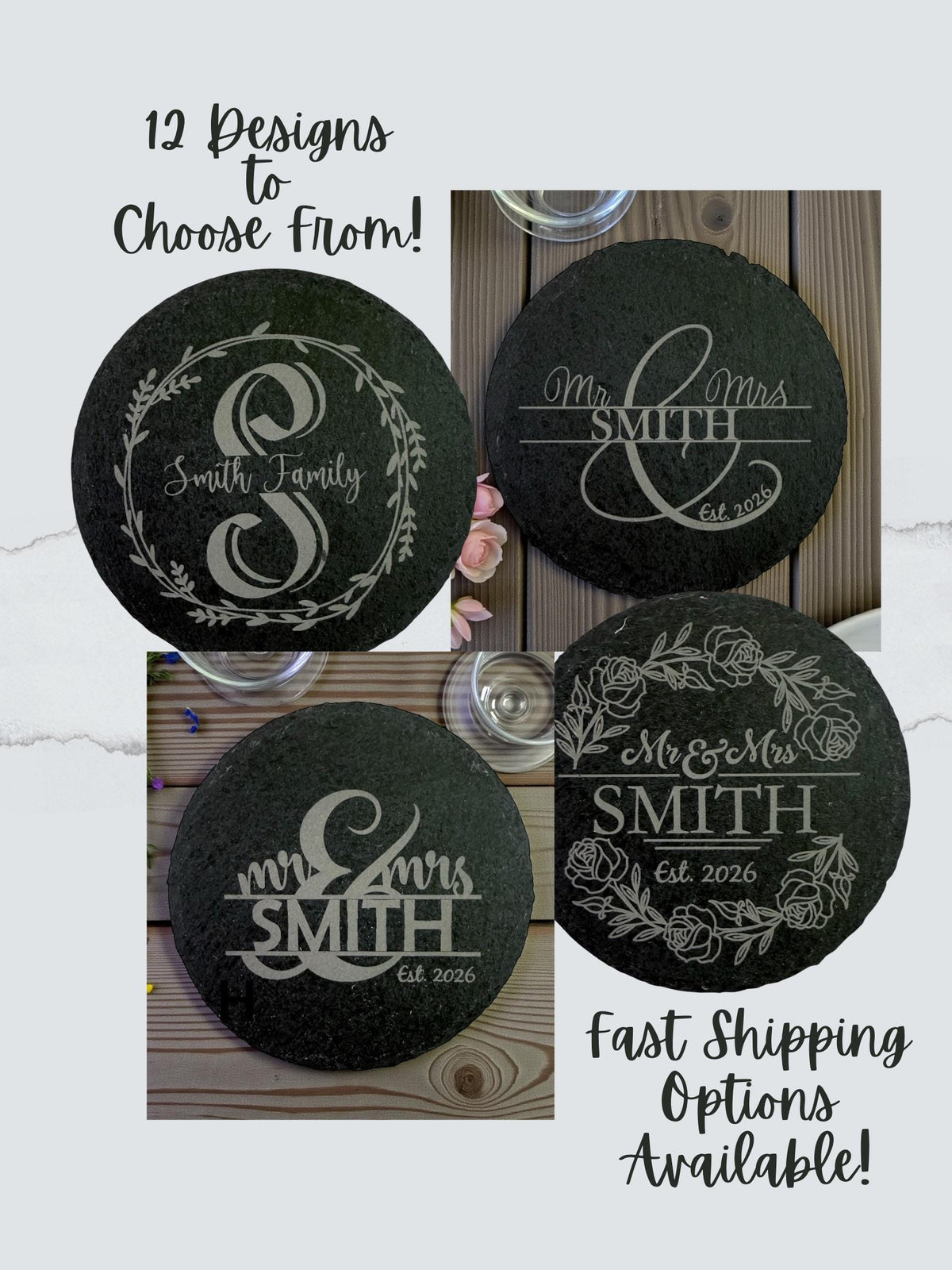 Personalized Engraved Slate Trivet Charcuterie Board, Wedding, Wedding Favors, Housewarming, Anniversary, or Corporate Gift
