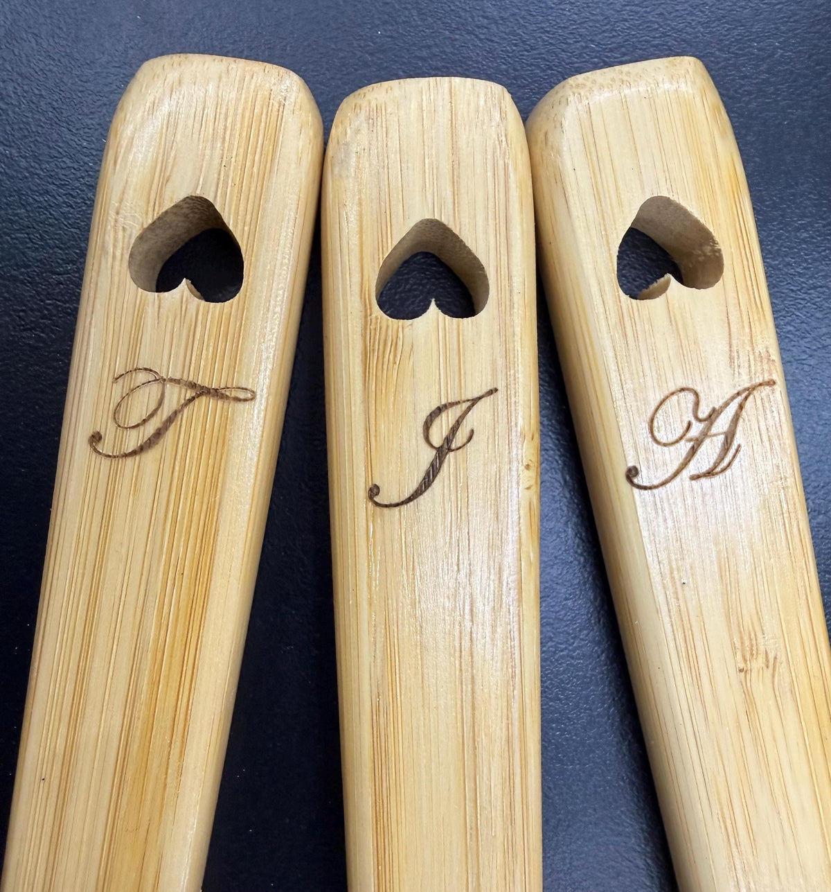 Heart Love Message Engraved Acacia Wood Cutting Board and Engraved Bamboo Spoon Bundle