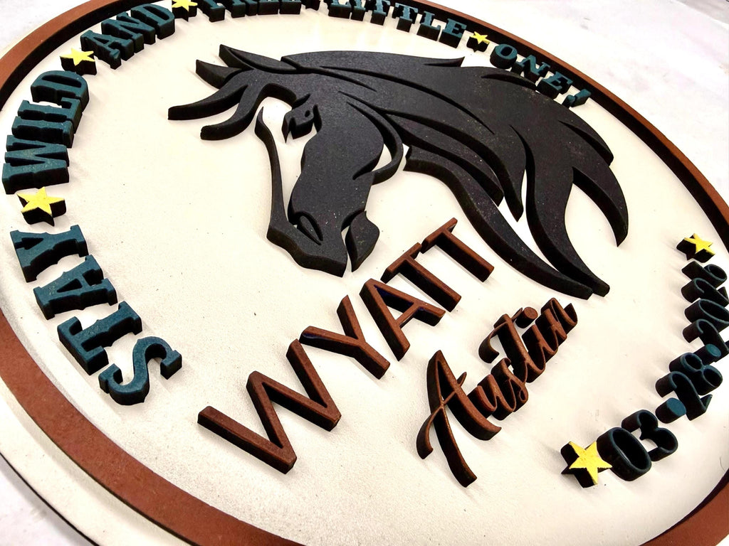 Custom Cowboy or Cowgirl Western Stay Wild and Free Name Sign
