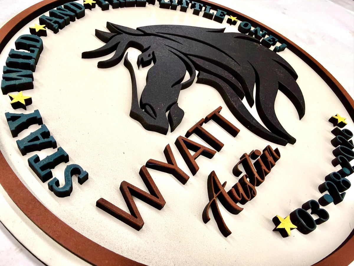 Custom Cowboy or Cowgirl Western Stay Wild and Free Name Sign