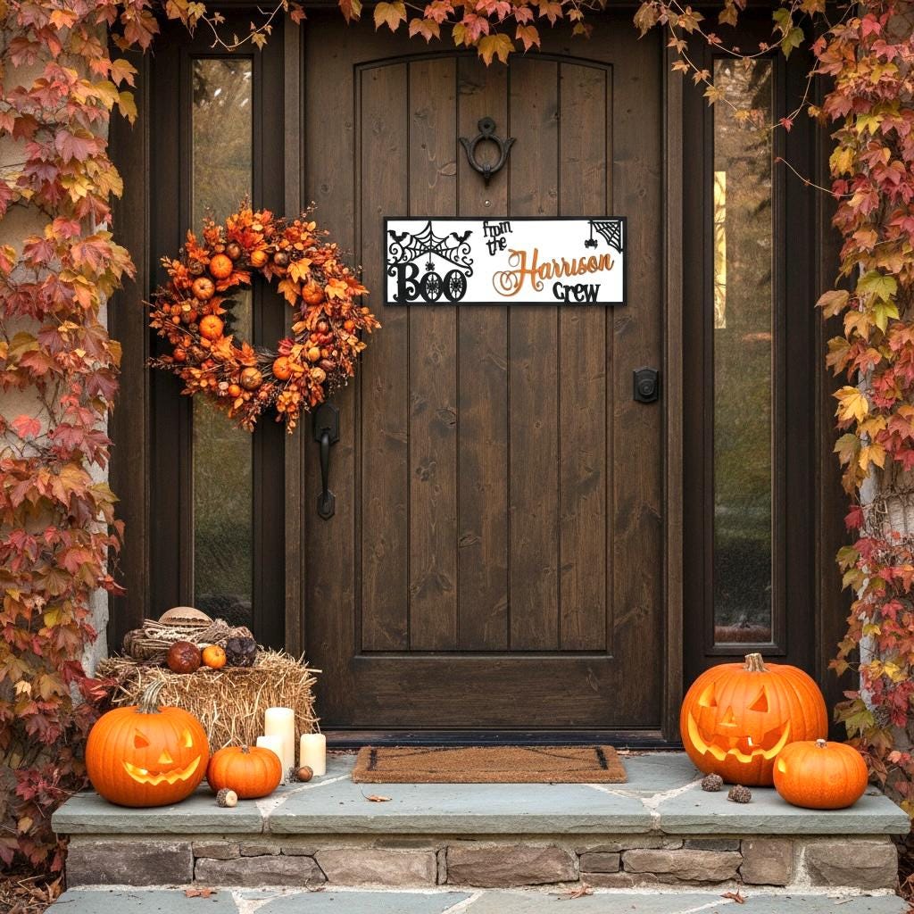Personalized Halloween BOO Crew Door Sign