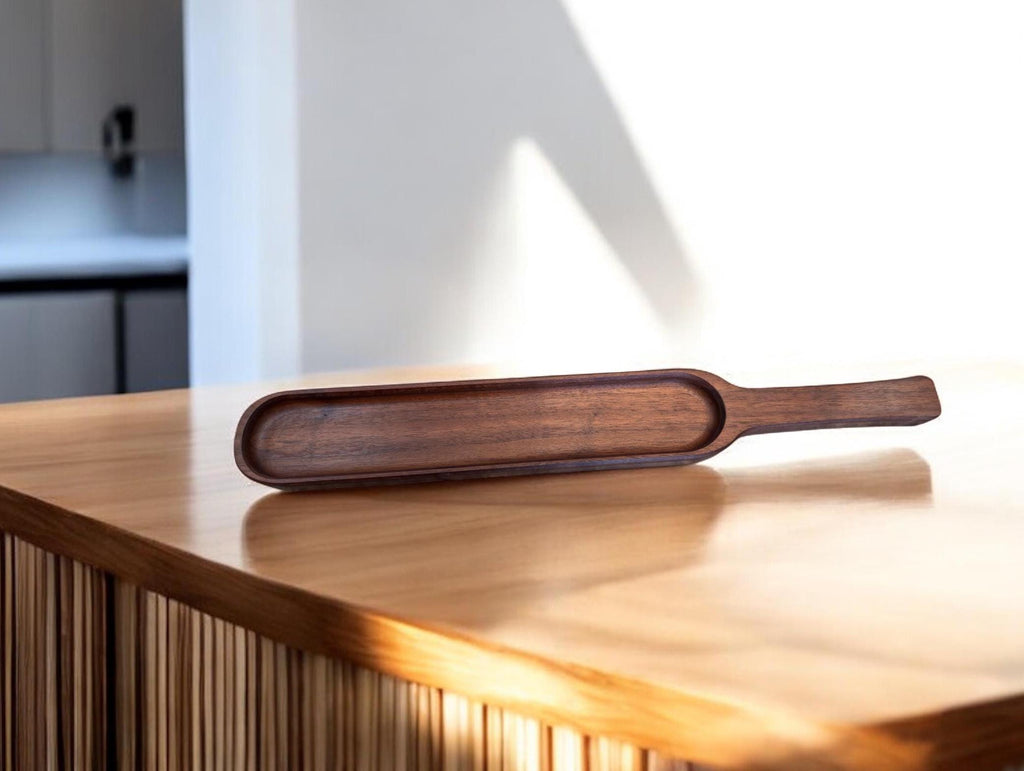 Handcrafted Walnut Serving Tray: Rectangular Charcuterie Board Snack Tray
