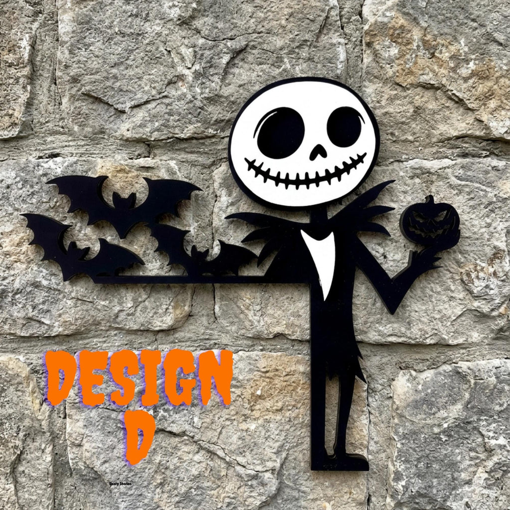 Halloween Skeleton Corner Door Trim Sign; Scary Fall Door or Window Hanger Decor; 4 Designs