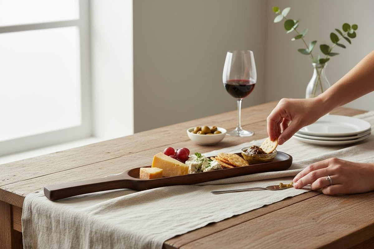 Handcrafted Walnut Serving Tray with Handle: Charcuterie Board