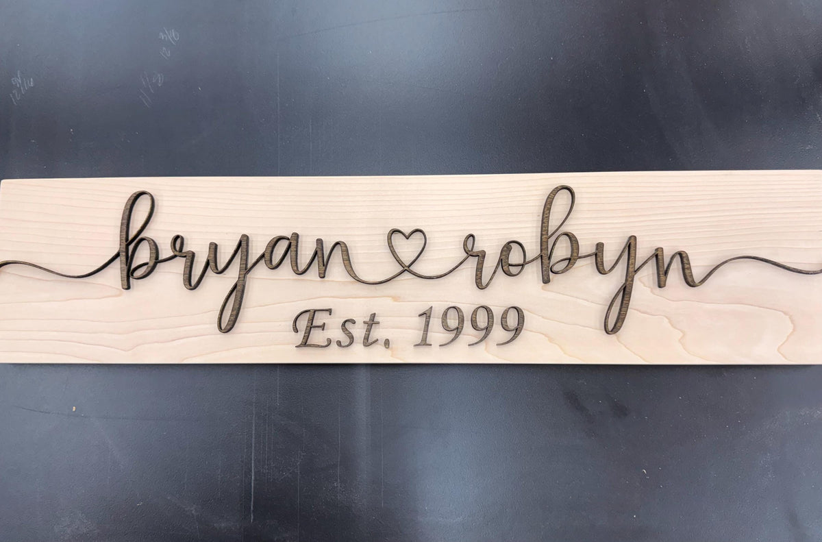 Custom Personalized Heart Couples Name Sign