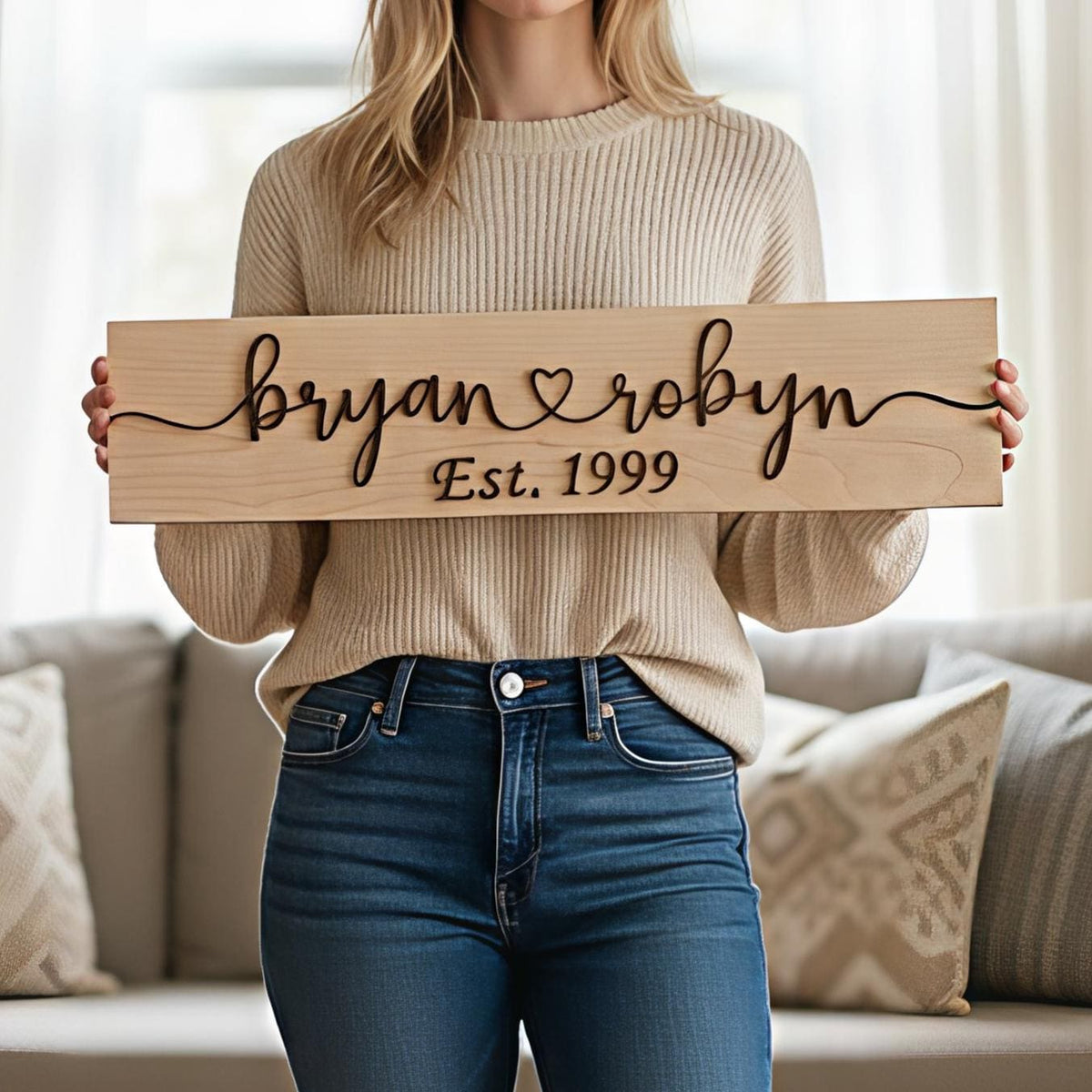 Custom Personalized Heart Couples Name Sign