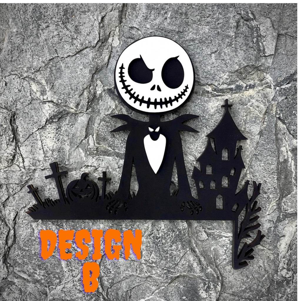 Halloween Skeleton Corner Door Trim Sign; Scary Fall Door or Window Hanger Decor; 4 Designs