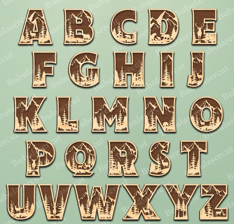 Multilayered Woodland Themed Letters