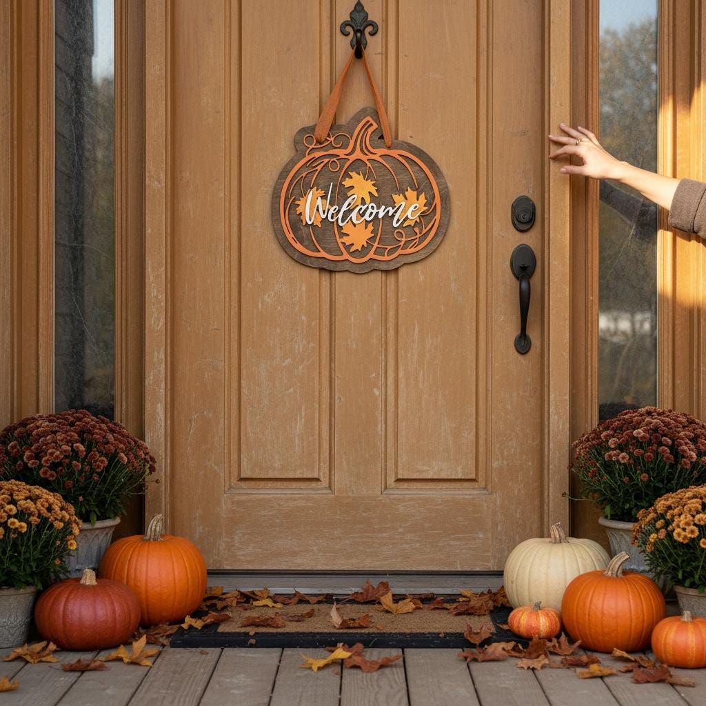 Layered Wood Pumpkin Welcome Sign