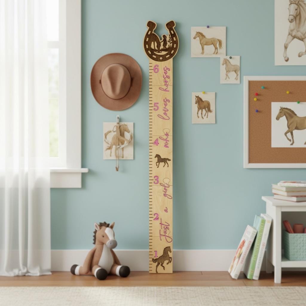Girl 'Horse-Lover' Nursery Growth Chart