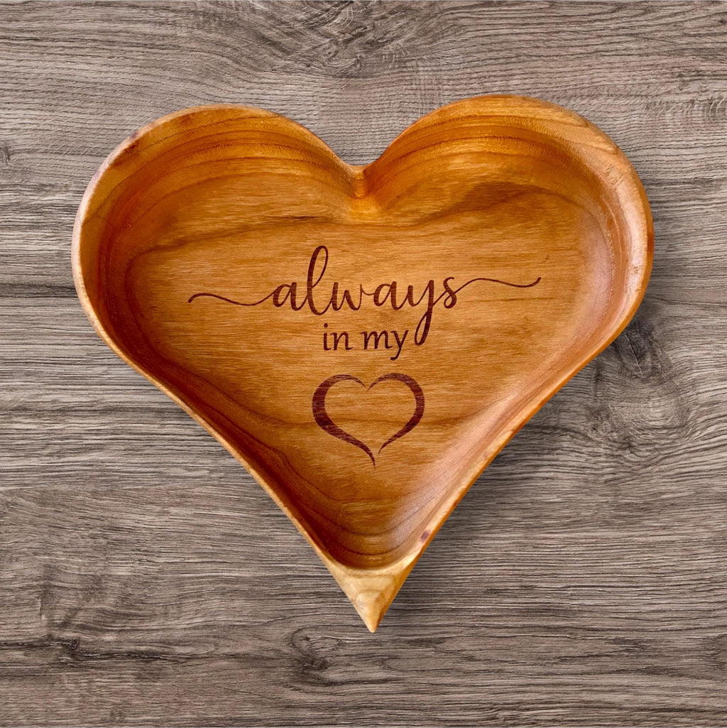 Solid Cherry Wood Heart Jewelry or Catch All Tray