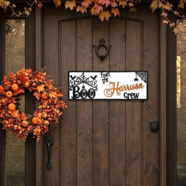 Personalized Halloween BOO Crew Door Sign