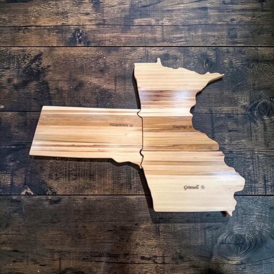 Custom USA State Outline Solid Hardwood Cutting Board