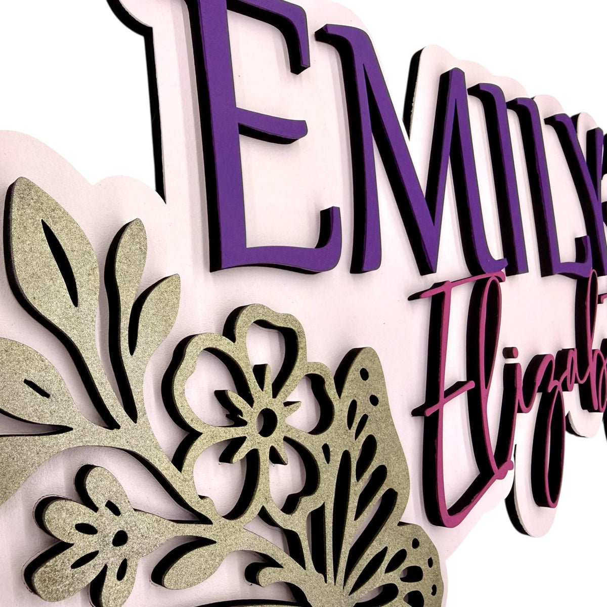 Personalized Baby Name Sign With Butterfly Floral Nature Theme