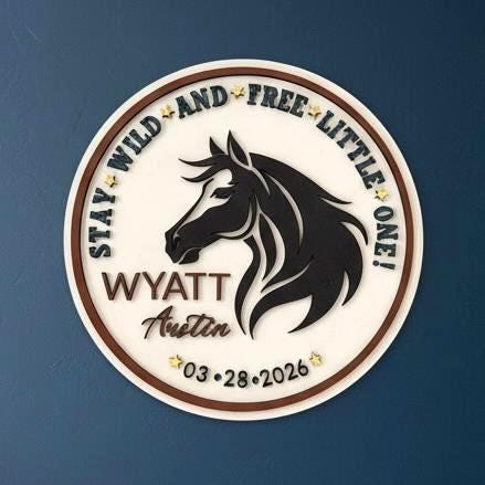 Custom Cowboy or Cowgirl Western Stay Wild and Free Name Sign